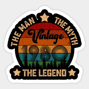 Father's Day Shirt Vintage 1980 The Men Myth Legend 40th Birthday Gift Sticker